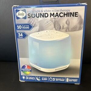 NEW Sealy Night Light & White Noise Therapy Sound Machine Rechargeable Battery